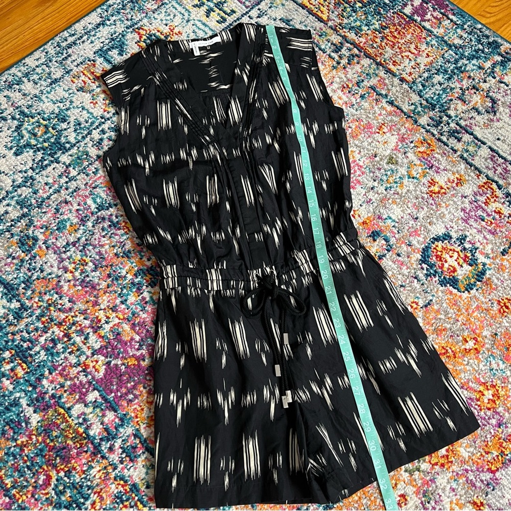 Derek Lam 10 Crosby Silk Cotton‎ Tie Waist Black V Neck Romper - Picture 13 of 15